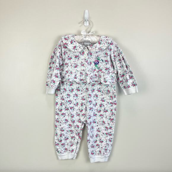 Vintage Tiny Toes Floral Jumpsuit Romper 24 Months - Picture 1 of 7